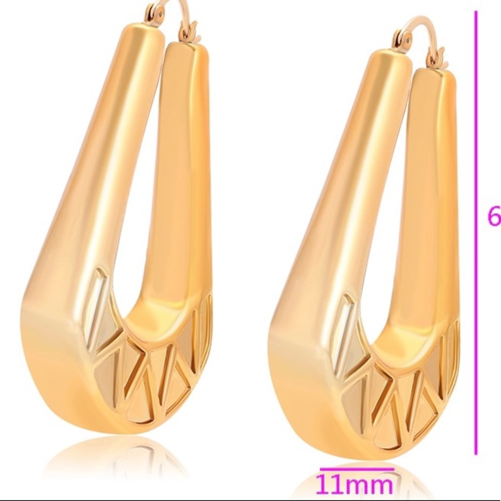 Jumbo Extra Large Light 18k Gold Fashion Statement Chunky Hoop Earrings 61mm